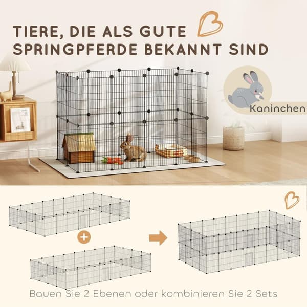 Rootz Small Animal Cage - utomhushölje - Modulär konstruktion - Rymlig 0,72 m² yta - Stål - 120 cm x 60 cm x 80 cm
