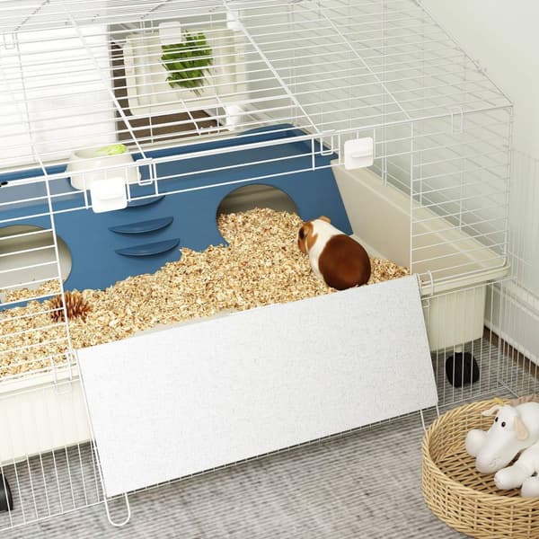 Rootz Small Animal Cage - Kæledyrskabel - 2 -niveau design - Rummelig tilbagetog - 173 cm x 88 cm x 63 cm