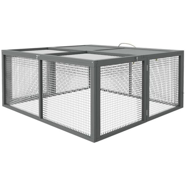 Rootz Small Animal Cage - Kani Stable - Välittäjä kaninsuoja - taitettu katto - kannettava - 120x120x57cm - kestävä kuusen puu