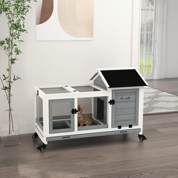 Rootz Small Animal Stable - Dwarf Rabbit House - Guinea Pig Cage - Lätt rörlighet - 108 x 58 x 73,5 cm