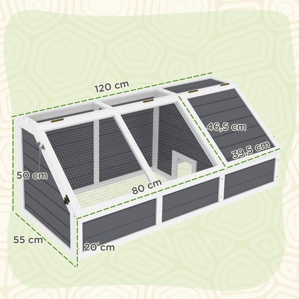 Rootz Small Animal Inclosure - Turtle House - Reptilbur - Hållbart trä & stål - 120 cm x 55 cm x 50 cm
