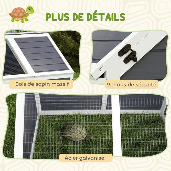 Rootz Small Animal Inclosure - Turtle House - Reptilbur - Hållbart trä & stål - 120 cm x 55 cm x 50 cm