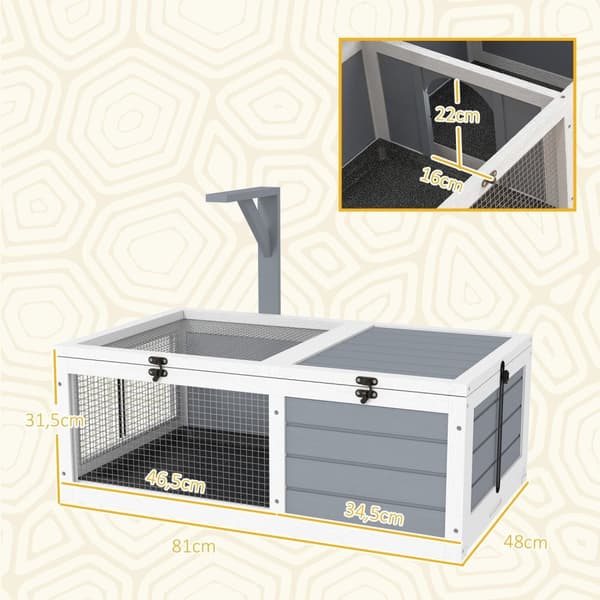 Rootz Turtle House - Small Animal Habitat - Tortoise Shelter - Lamphållare - Easy Clean - 81 x 48 x 31,5 cm