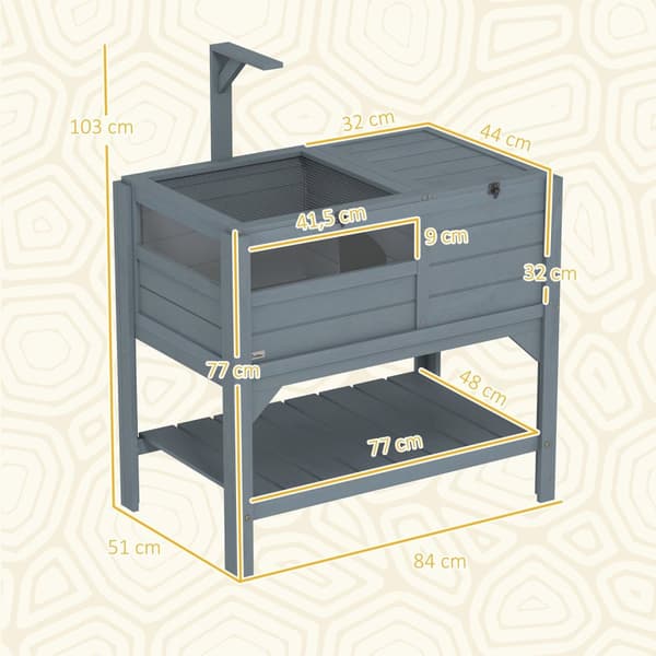 Rootz Turtle House med kapsling - Turtle Shelter - Pet Cage - Rymligt vardagsrum - 84 cm x 51 cm x 103 cm