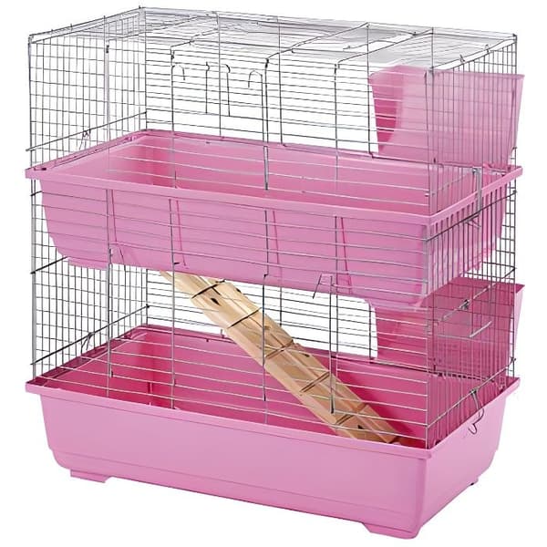 Kaninbur - Little Friends - 80 cm - 2 nivåer - Rosa - Enkel montering