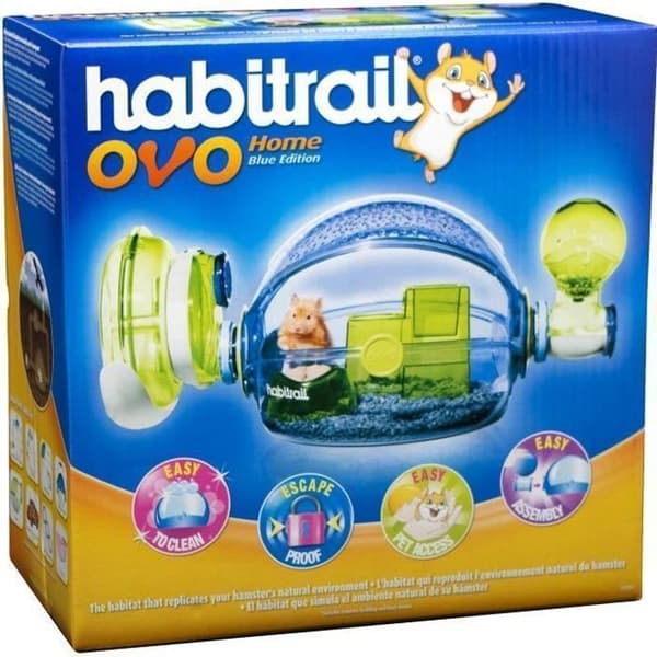 Bur för smådjur - HABITRAIL - OVO - Blå - Tillbehör inkluderade - Säker och bekväm