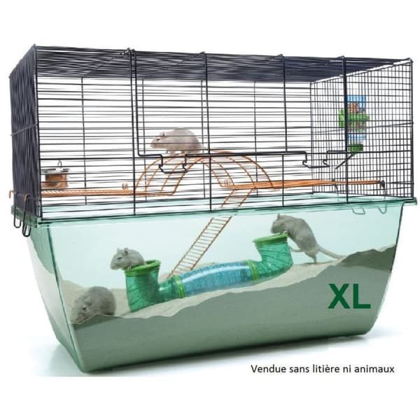 Bur - Habitat XL - Gerbils och Degus - Grön - Plast - 70x37x56 cm