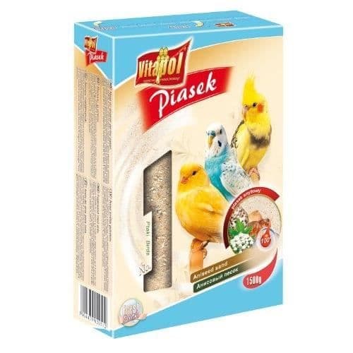 Sand för fåglar - Vitapol - 1,5 kg - Naturligt med tilsatt skal - Värmebehandling