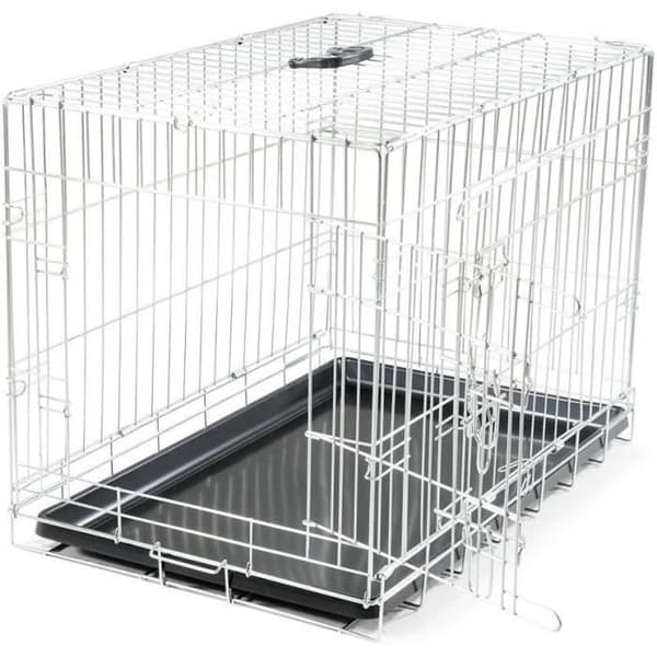 VADIGRAN Klassisk fällbar metallbur - 76 x 48 x 55 cm - Silver - För hundar