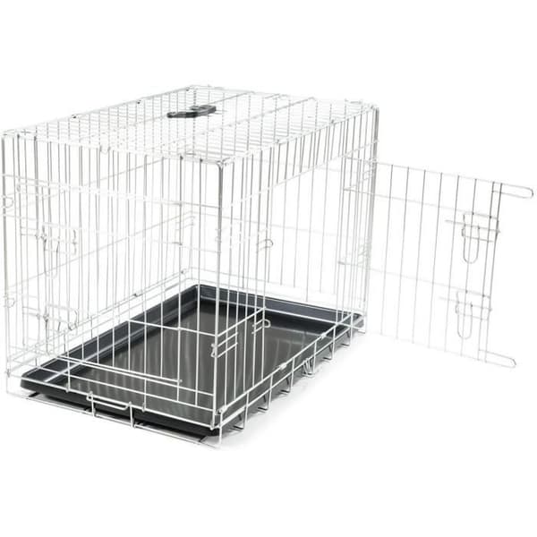VADIGRAN Klassisk fällbar metallbur - 76 x 48 x 55 cm - Silver - För hundar