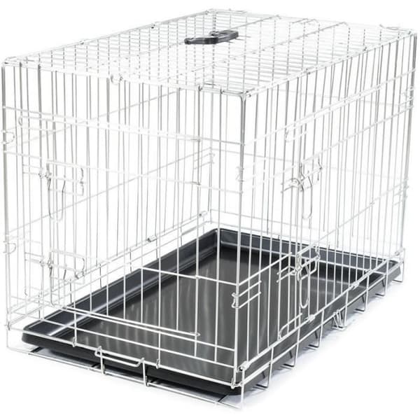 VADIGRAN Klassisk fällbar metallbur - 76 x 48 x 55 cm - Silver - För hundar