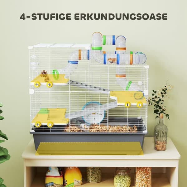 Hamsterbur, 78x45x73 cm, Grå