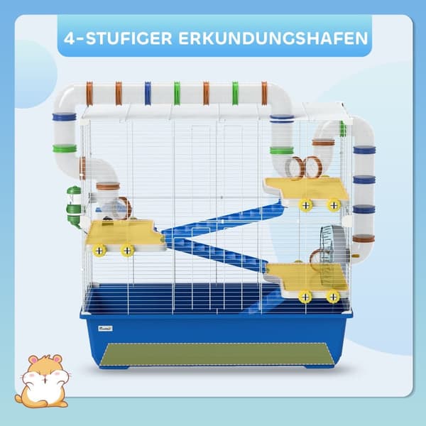 Hamsterbur, 78x45x73 cm, Blå