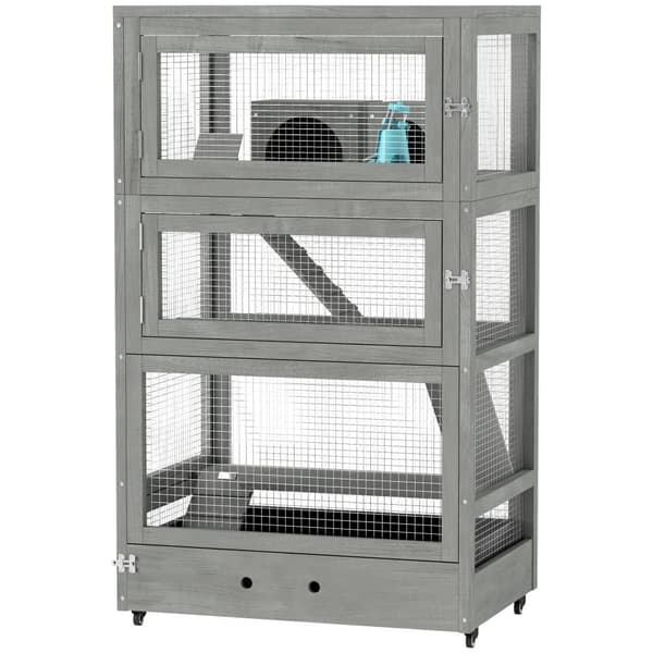 Dvärg hamsterbur, 65x45x109 cm, Grå