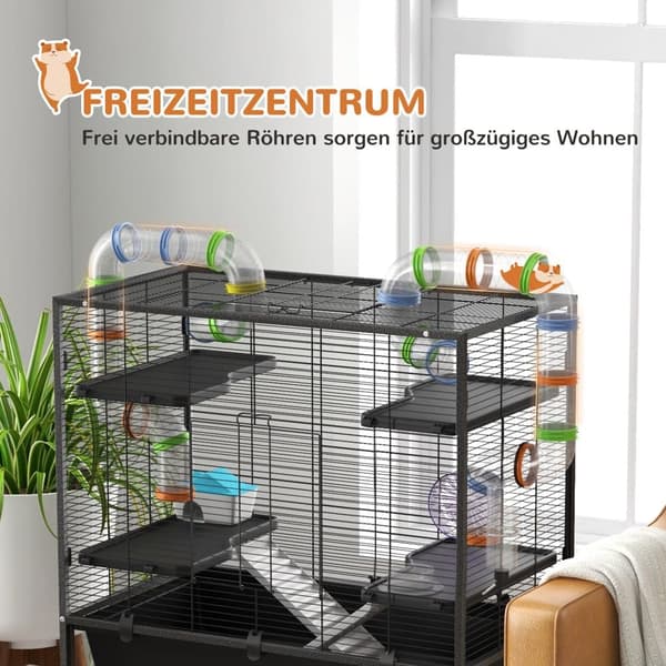 Hamsterihäkki, 82x46x109 cm, Musta