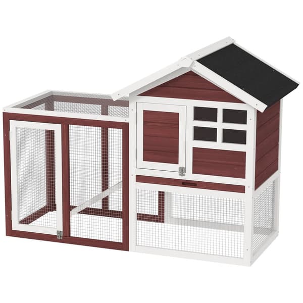 Rootz Rabbit Hutch Multi -udstyret - Animal Shelter - Bunny Cage - Vandtæt tag - 122 cm x 63 cm x 92 cm