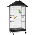 Pikkukuva 6 / 7: Rootzin vapaasti seisova lintuhäkki pyörillä - Aviary - PET -kotelo - Helppo liikkuvuus - 79 x 65 x 155 cm teräslanka, musta