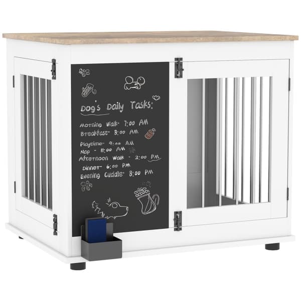 Rootz Dog Cage Table - Inner Dog Crate - Pet Kennel - Alsidig Access & Style - 80 x 60 x 70 cm hvid og brun