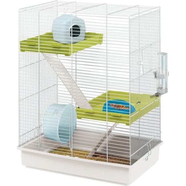 Hamsterin häkki 46*29*58 cm - Pystysuora metallirakenne - Sisältää tarvikkeet - Valkoinen - FERPLAST