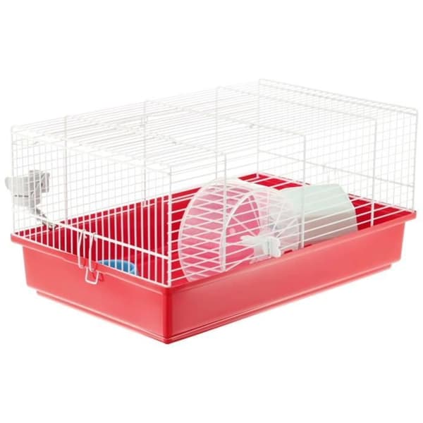 Hamsterbur 46*29*23 cm - Et hjul, en foderautomat, et hus, et vandtrug - FERPLAST