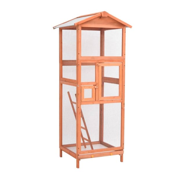 Fågelbur 68x62x166 cm massivt granträ