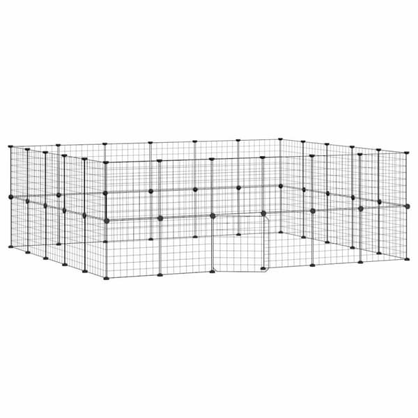 Hundgård svart 44 paneler 35x35 cm stål