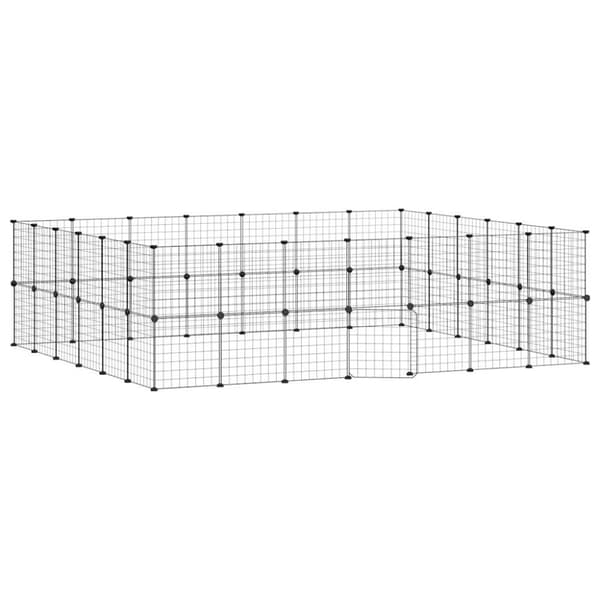 Husdjursbur svart 52 paneler 35x35 cm stål