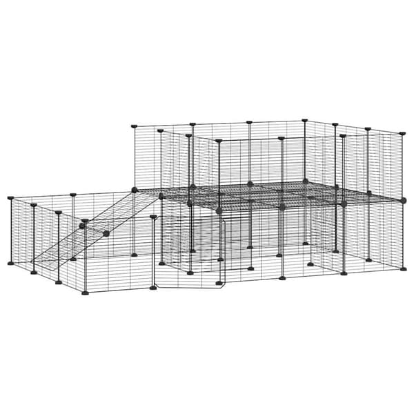 Hundgård svart 44 paneler 35x35 cm stål