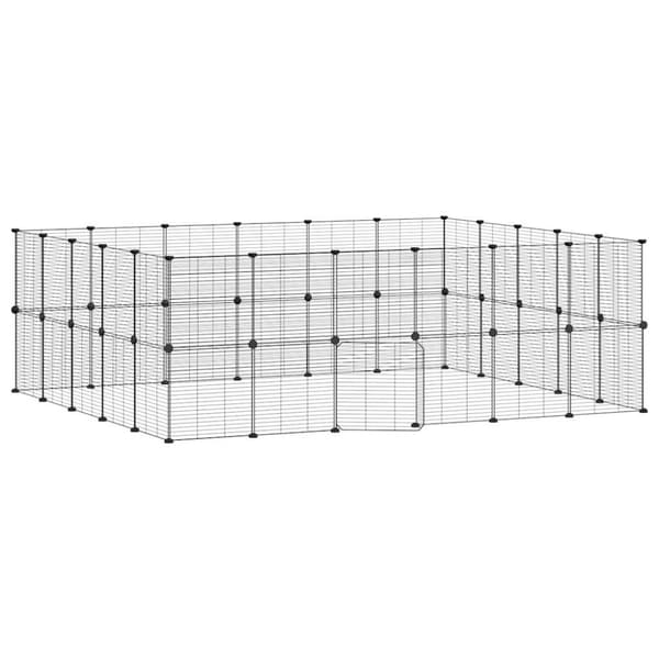 Hundgård svart 44 paneler 35x35 cm stål