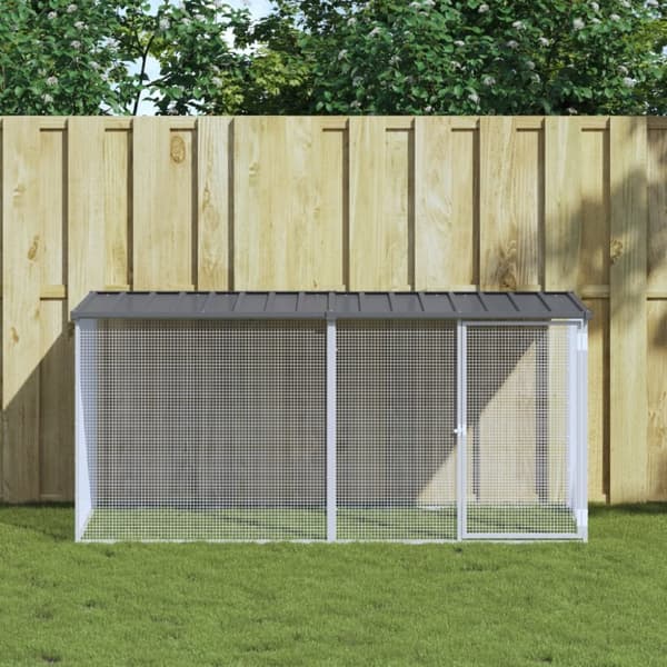 Hönsbur med tak antracit 203x98x90 cm galvaniserat stål