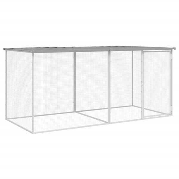Hönsbur med tak ljusgrå 203x98x90 cm galvaniserat stål