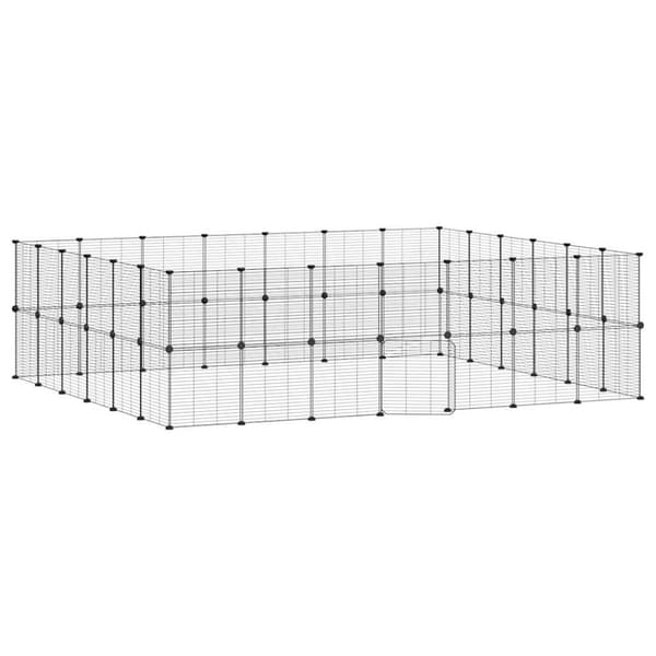 Husdjursbur svart 52 paneler 35x35 cm stål