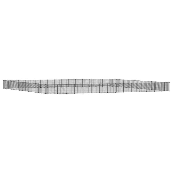 Hundgård svart 60 paneler 35x35 cm stål