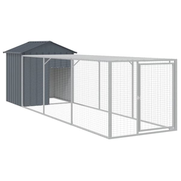 Hönshus med gård antracit 117x405x123 cm galvaniserat stål