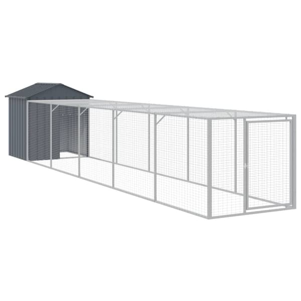 Hönshus med gård antracit 117x609x123 cm galvaniserat stål