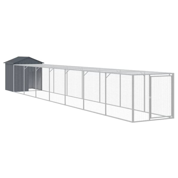 Hönshus med gård antracit 117x813x123 cm galvaniserat stål