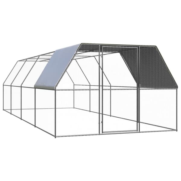 Hönsbur för utomhusbruk 3x8x2 m galvaniserat stål