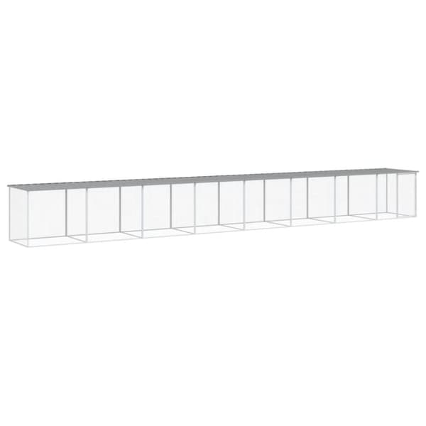 Hönsbur med tak ljusgrå 803x98x90 cm galvaniserat stål