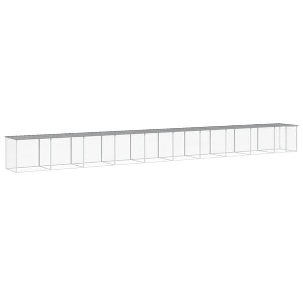 Hönsbur med tak ljusgrå 1003x98x90 cm galvaniserat stål
