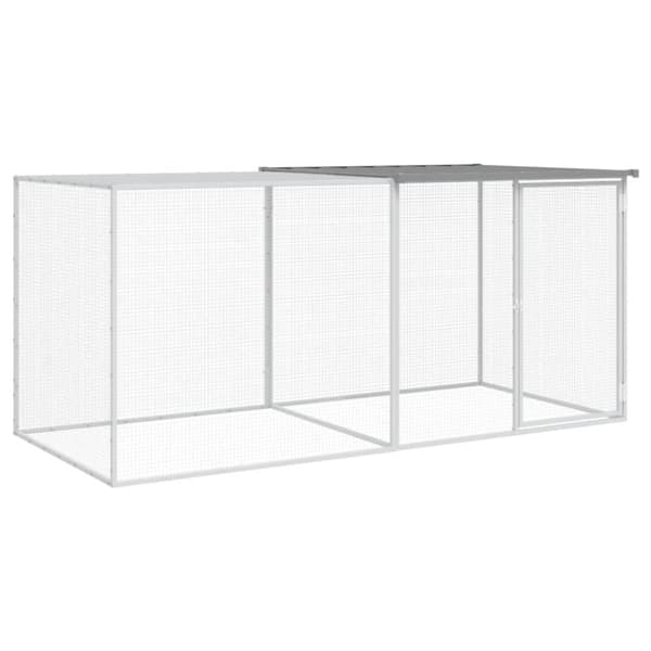 Hönsbur med tak ljusgrå 203x98x90 cm galvaniserat stål