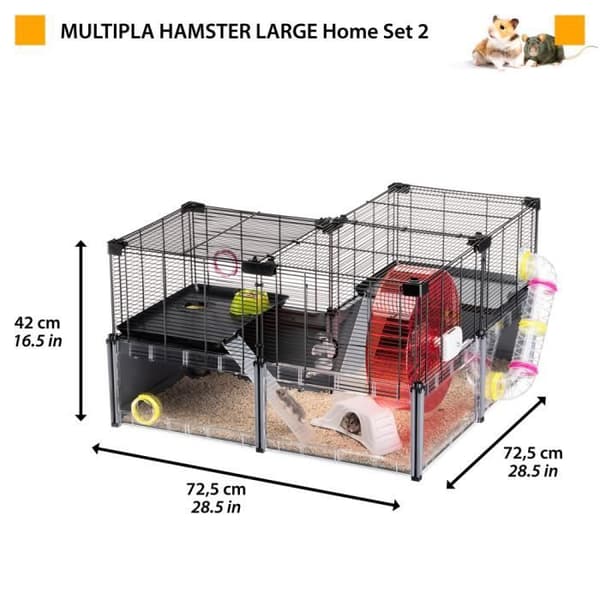 Ferplast MULTIPLA HAMSTER LARGE Bur för hamstrar och modulära möss. Tillbehör ingår. MULTIPLA HAMSTER LARGE - 107,5 x 37,5 x