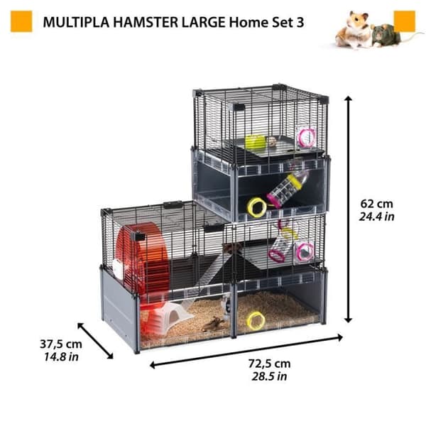 Ferplast MULTIPLA HAMSTER LARGE Bur för hamstrar och modulära möss. Tillbehör ingår. MULTIPLA HAMSTER LARGE - 107,5 x 37,5 x