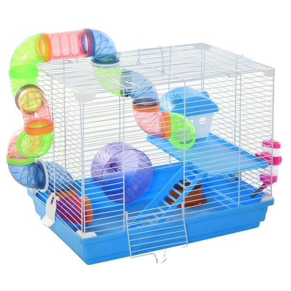 Hamsterbur, rör, motionshjul,Blå, Vit, 46x30x37 cm Hamsterbur, rör, motionshjul,Blå, Vit, 46x30x37 cm