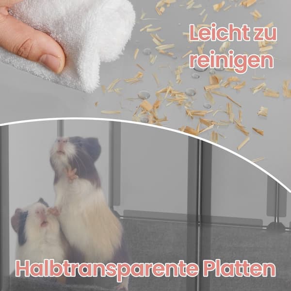 Rootz Guinea Pig Playpen -kabinet - Bærbart dyrebur - Kæledyrshegn - Rummelig 125x63x42cm - Holdbar PP & ABS -plastik
