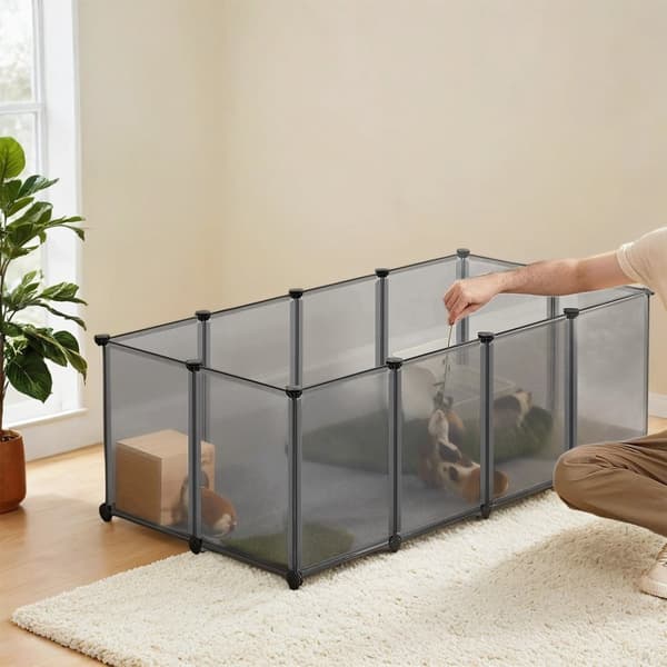 Rootz Guinea Pig Playpen -kabinet - Bærbart dyrebur - Kæledyrshegn - Rummelig 125x63x42cm - Holdbar PP & ABS -plastik