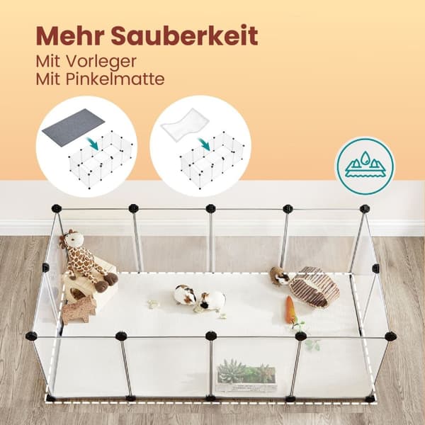 Rootz Guinea Pig Playpen -kabinet - Kæledyrsbur - Dyrehabitat - Let samling - 125 cm x 63 cm x 42 cm