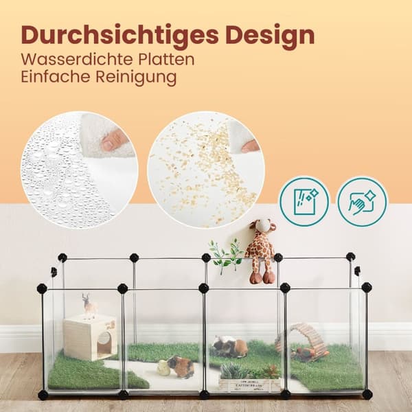 Rootz Guinea Pig Playpen -kabinet - Kæledyrsbur - Dyrehabitat - Let samling - 125 cm x 63 cm x 42 cm