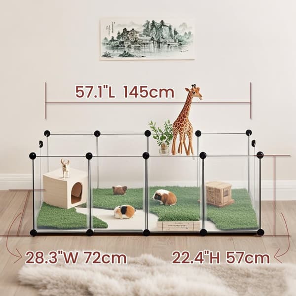 Rootz Guinea Pig Playpen -kabinet - Kæledyrsbur - Dyrehabitat - Let samling - 125 cm x 63 cm x 42 cm