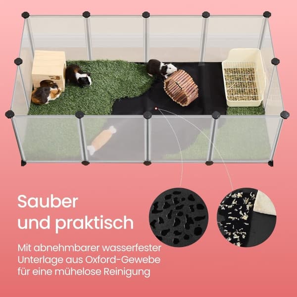 Rootz Small Animal Inclosure - Playpen for Hamsters - Golvpaneler - Vattentät yta - 143 cm x 73 cm x 46 cm