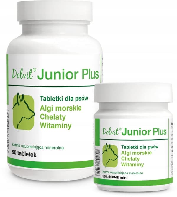 Dolvit Junior Plus Mini VITAMINER OCH MINERALER FÖR VALPAR för hundar 90 tabletter.